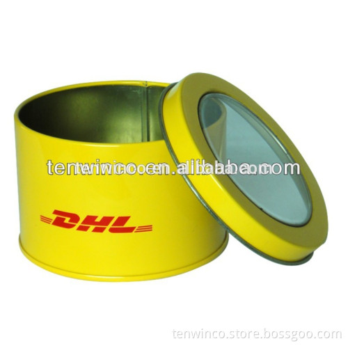 Round Watch Tin Box with PVC Window
